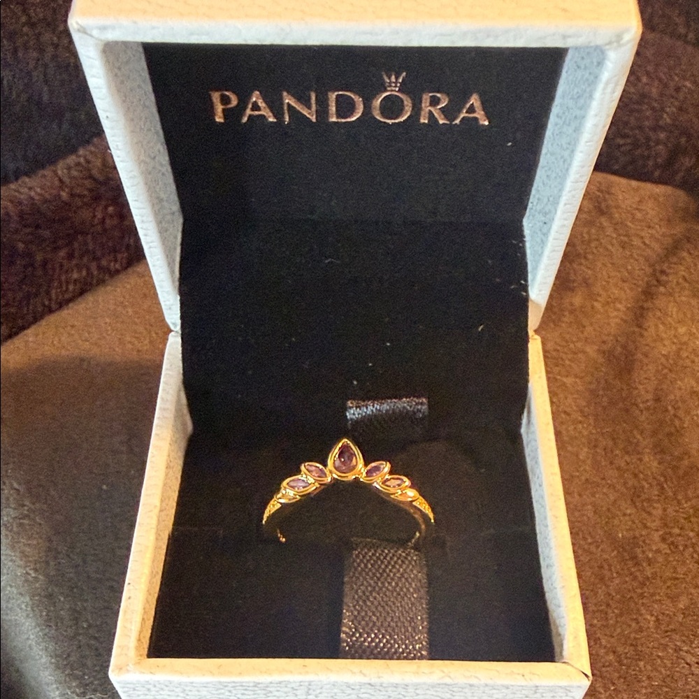 Disney Pandora Gold Ring with Purple Accents